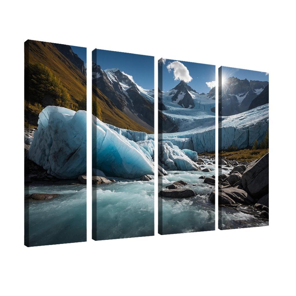 The Majestic View Of Sunlit Glacier Multi-panel Paintings
