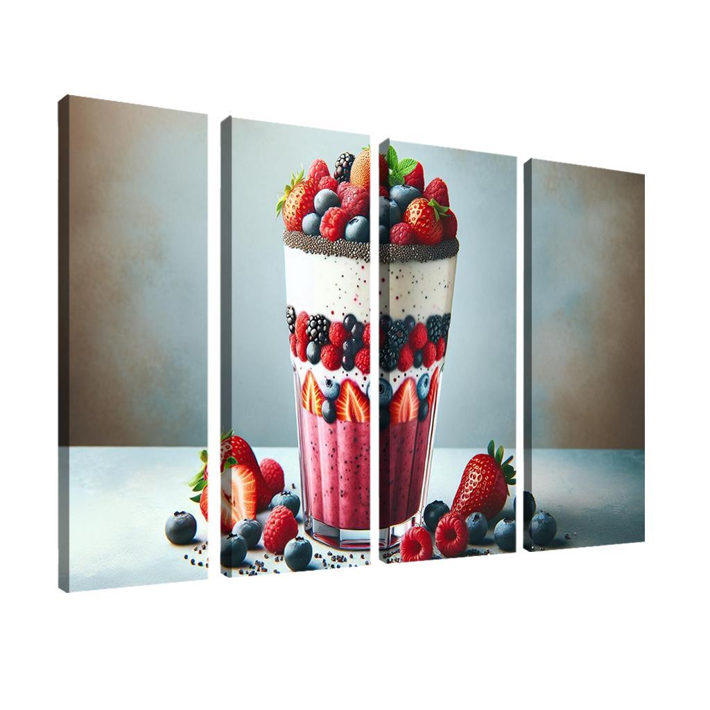 Almond Berry Bliss Smoothie 4 Piece HD Modern Canvas Panels-Original Frame