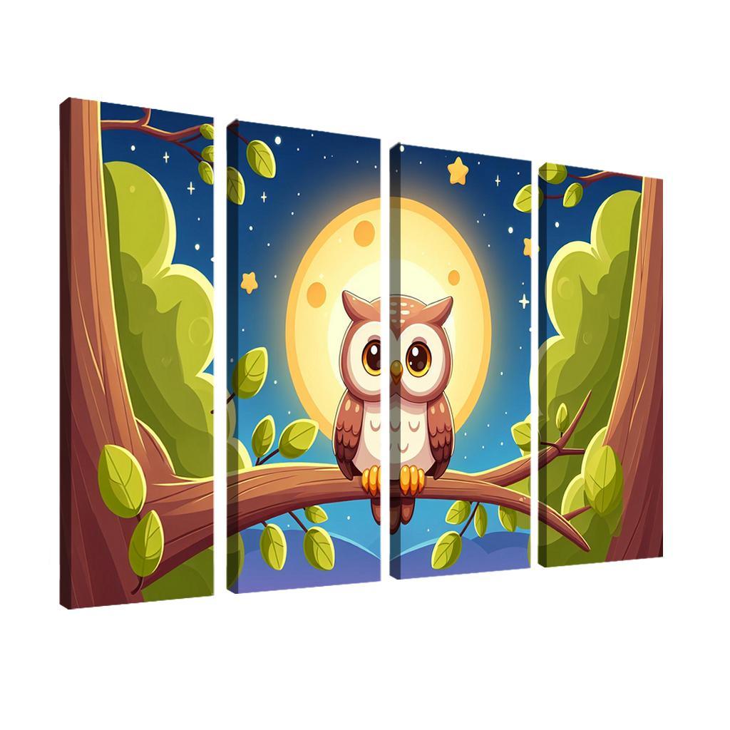 Adventure Owl 4 Piece HD Modern Canvas Panels-Original Frame