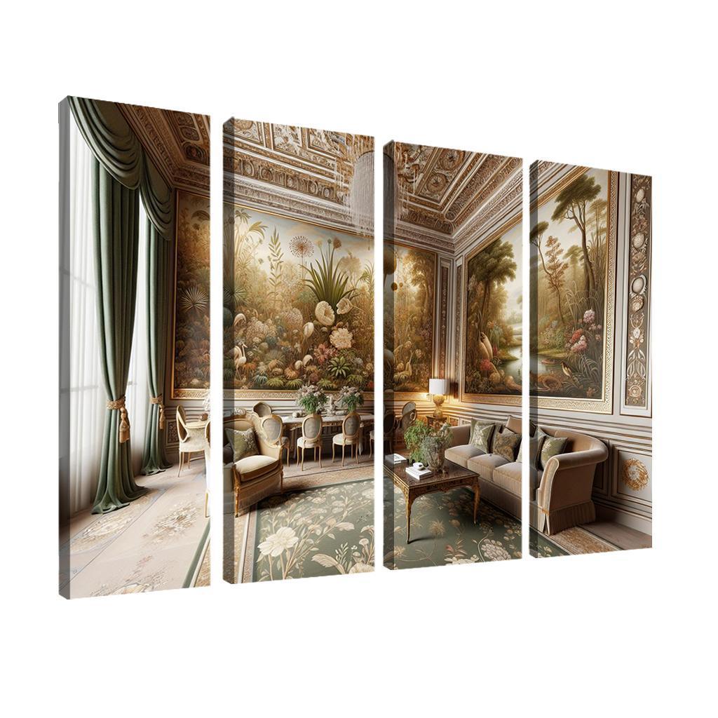 Vintage-Style Framed Botanical Prints 4 Piece HD Modern Canvas Panels-Original Frame