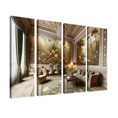 Vintage-Style Framed Botanical Prints 4 Piece HD Modern Canvas Panels-Original Frame