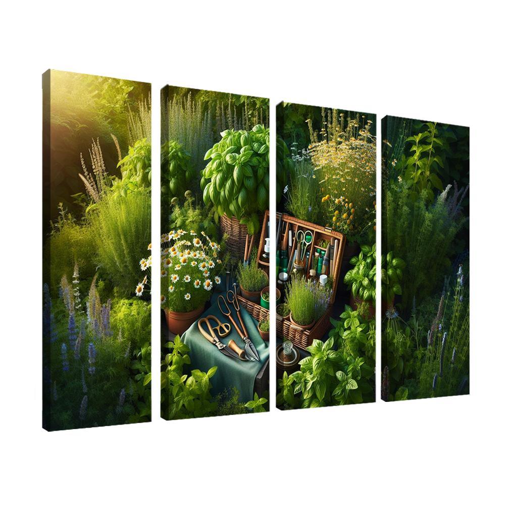 Herbalism Cultivate Your Healing Garden 4 Piece HD Modern Canvas Panels-Original Frame