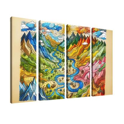 Emotional Cartography of the Heart 4 Piece HD Modern Canvas Panels-Original Frame