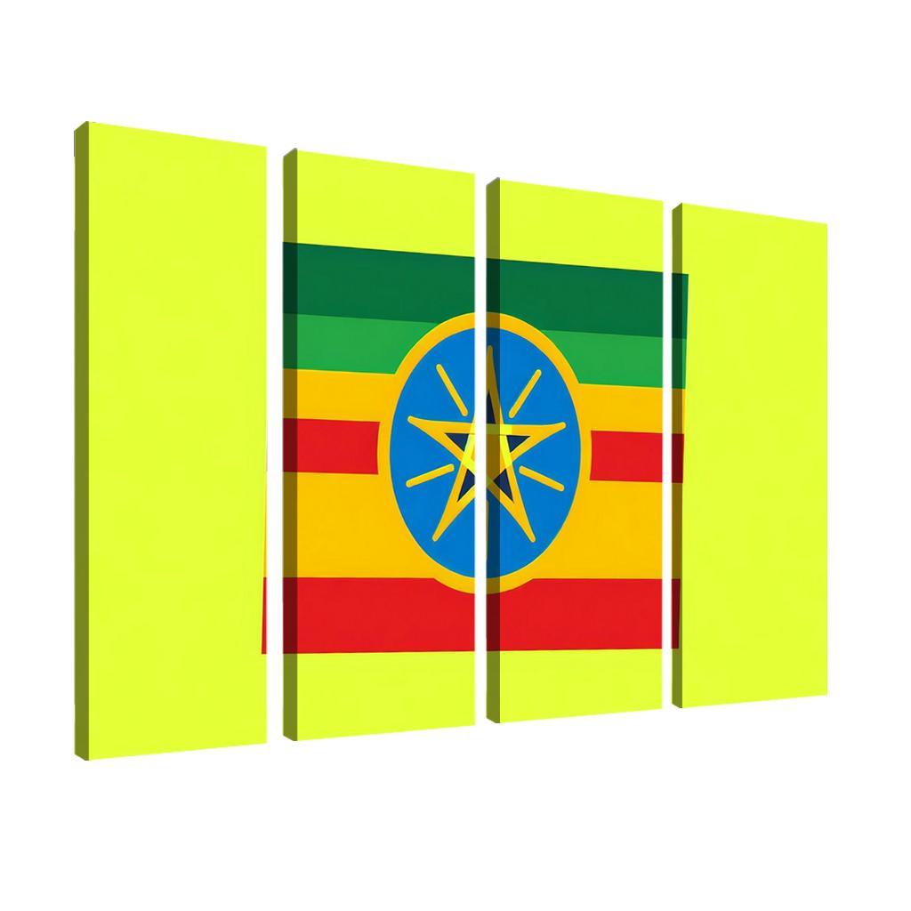 A Heritage of Color The Flag of Ethiopia 4 Piece HD Modern Canvas Panels-Original Frame