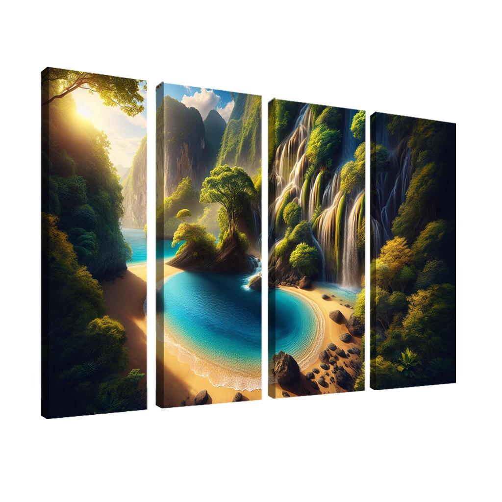 Crystal Lagoon Hidden Waterfall Escape Multi-panel Paintings