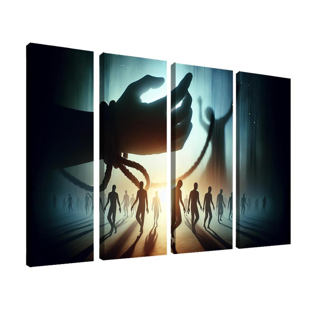 Invisible Threads Art on Human Trafficking Awareness 4 Piece HD Modern Canvas Panels-Original Frame