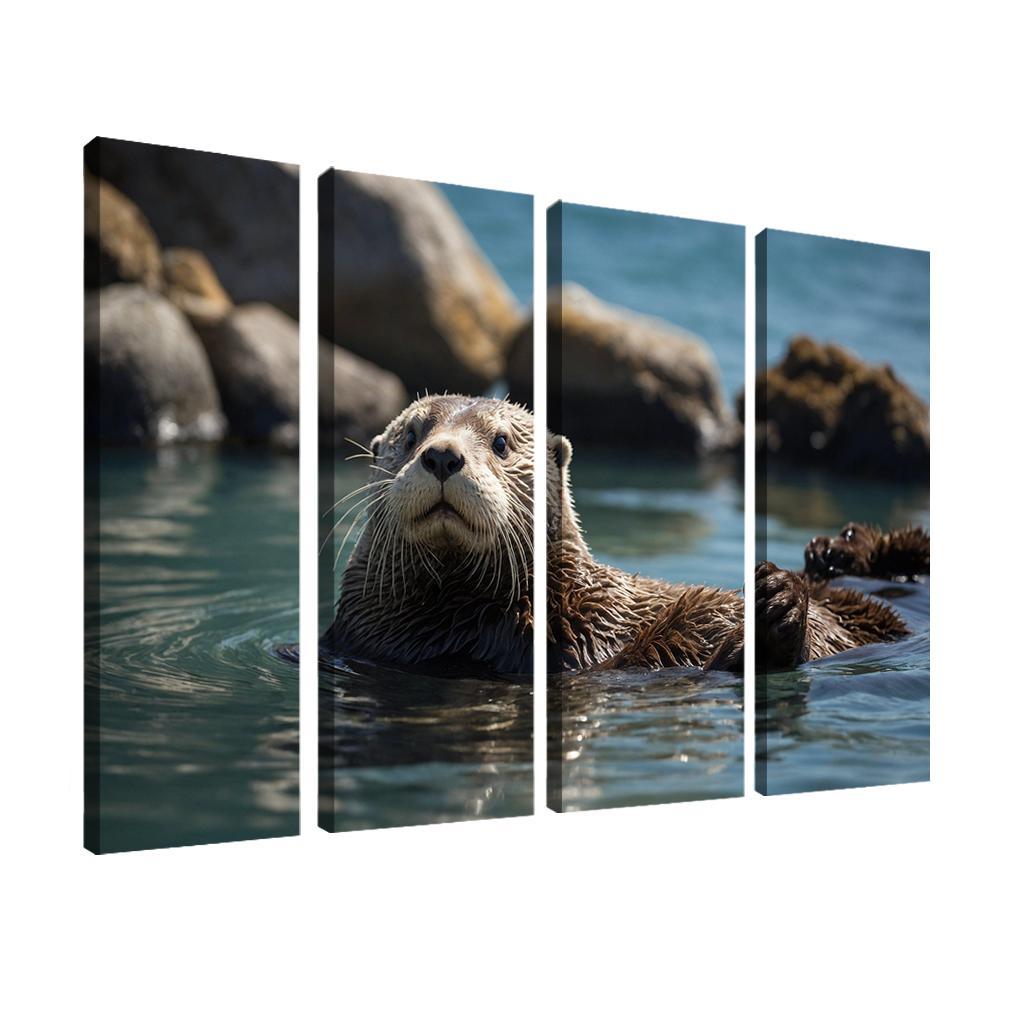 The Playful Sea Otter In Coastal Waters Canvas Paintings Frame