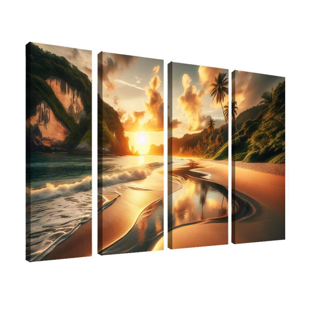 Crescent Moon Beach A Hidden Paradise Modern Paintings Frame