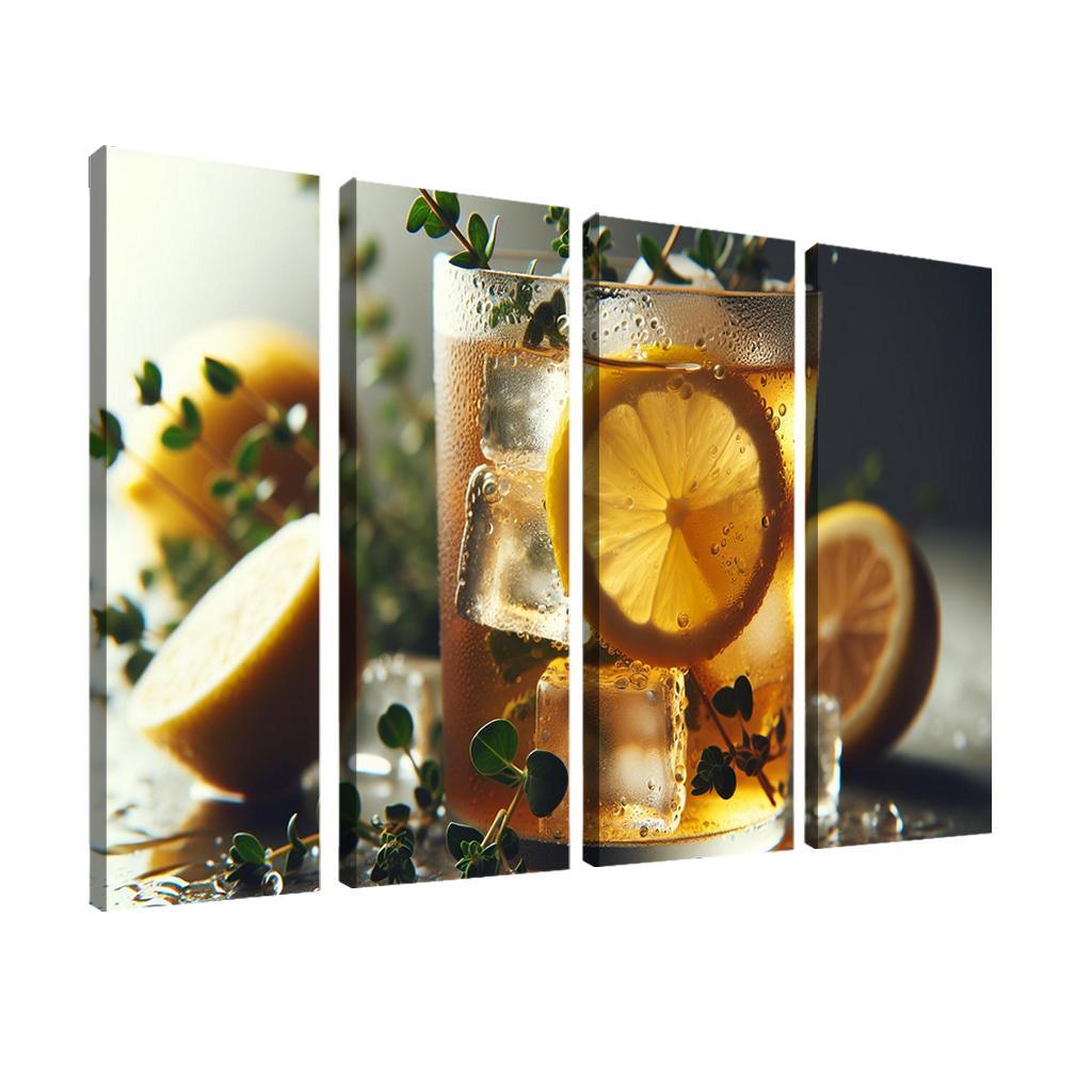 Lemon Thyme Infused Iced Tea 4 Piece HD Modern Canvas Panels-Original Frame