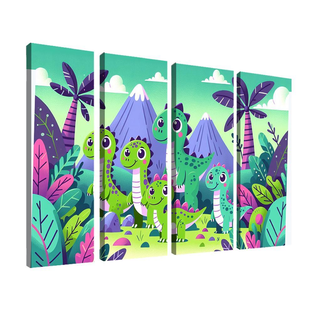 Daring Dinosaurs - Prehistoric Playground Framed Paintings