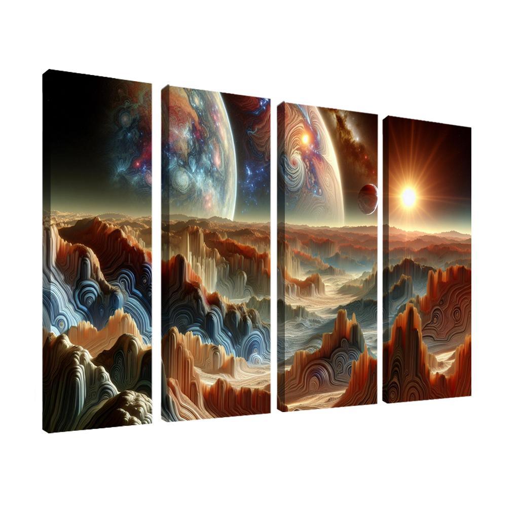 The Exploration of Exoplanets 4 Piece HD Modern Canvas Panels-Original Frame
