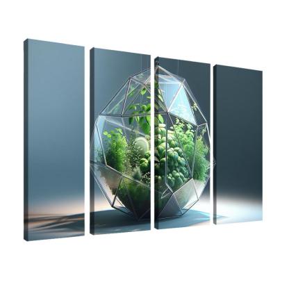 Sculptural Glass Terrarium 4 Piece HD Modern Canvas Panels-Original Frame