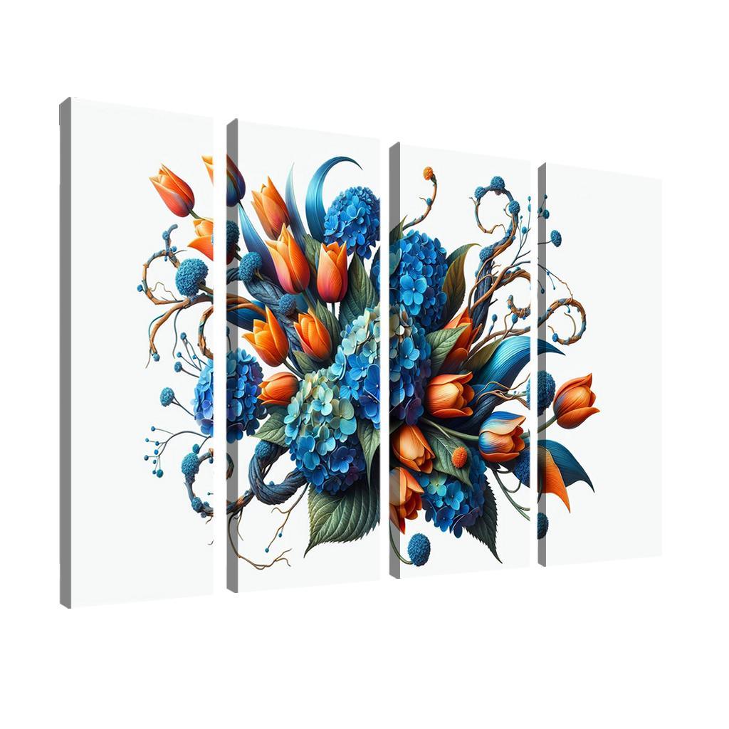Sculpted Nature An Artistic Floral Installation 4 Piece HD Modern Canvas Panels-Original Frame