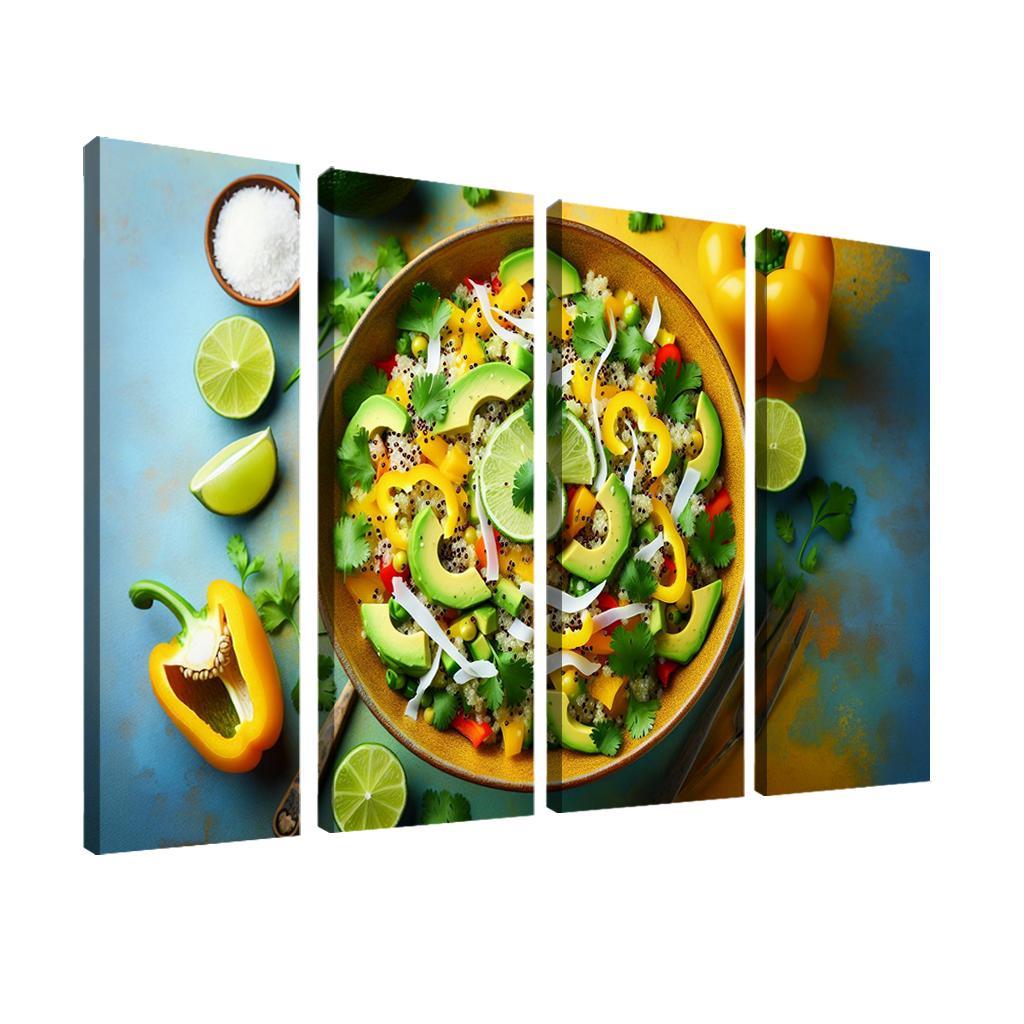 Coconut Lime Quinoa Salad 4 Piece HD Modern Canvas Panels-Original Frame