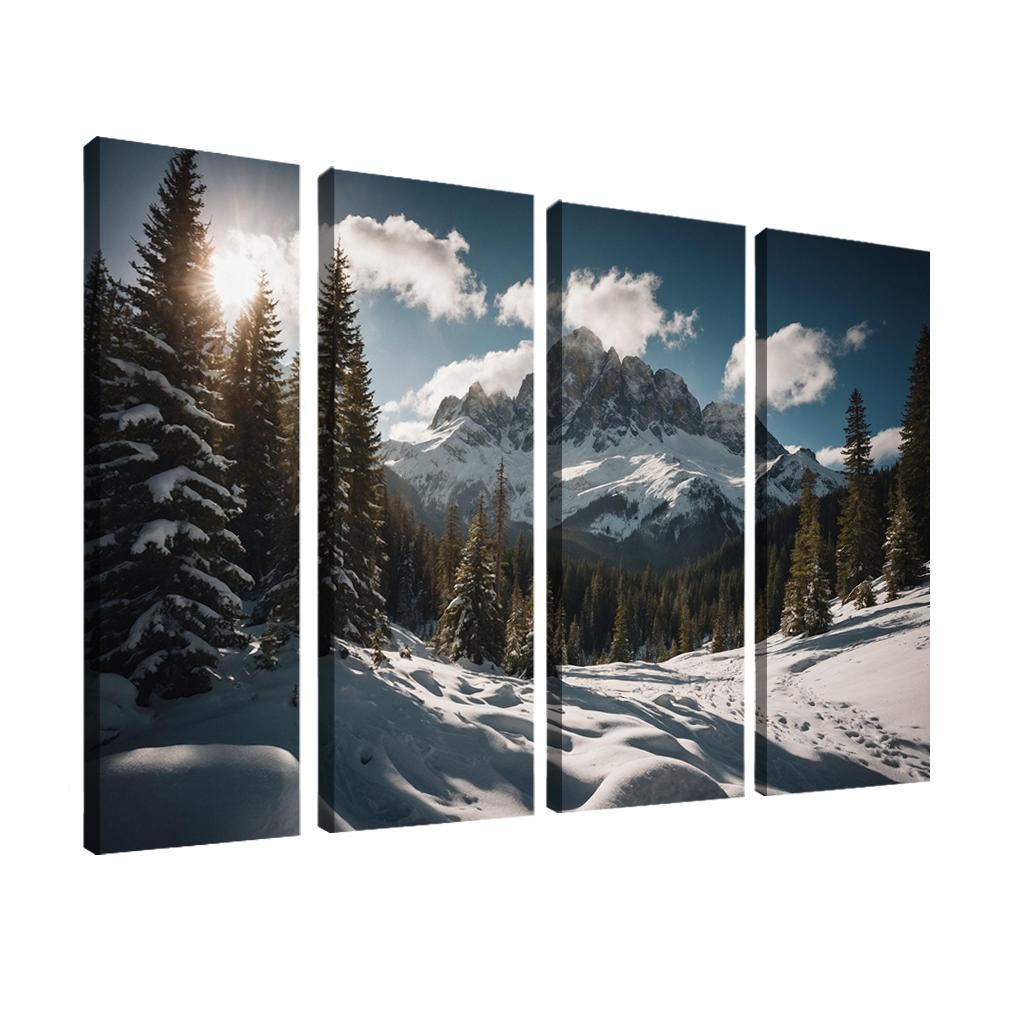 The Serene Peaks Of Snowy Mountain Range Multi-panel Paintings