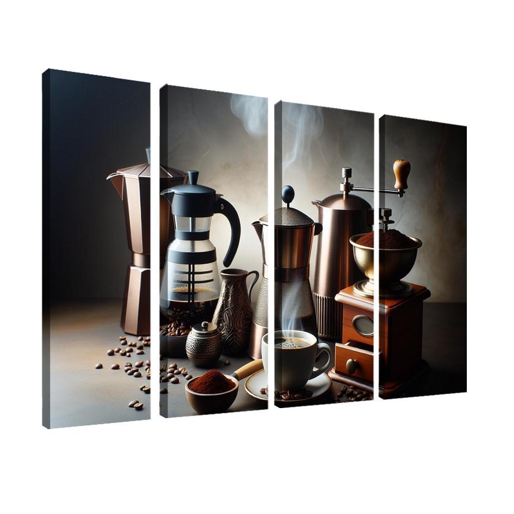 Home Brewed Coffee The Art of Crafting Perfection 4 Piece HD Modern Canvas Panels-Original Frame