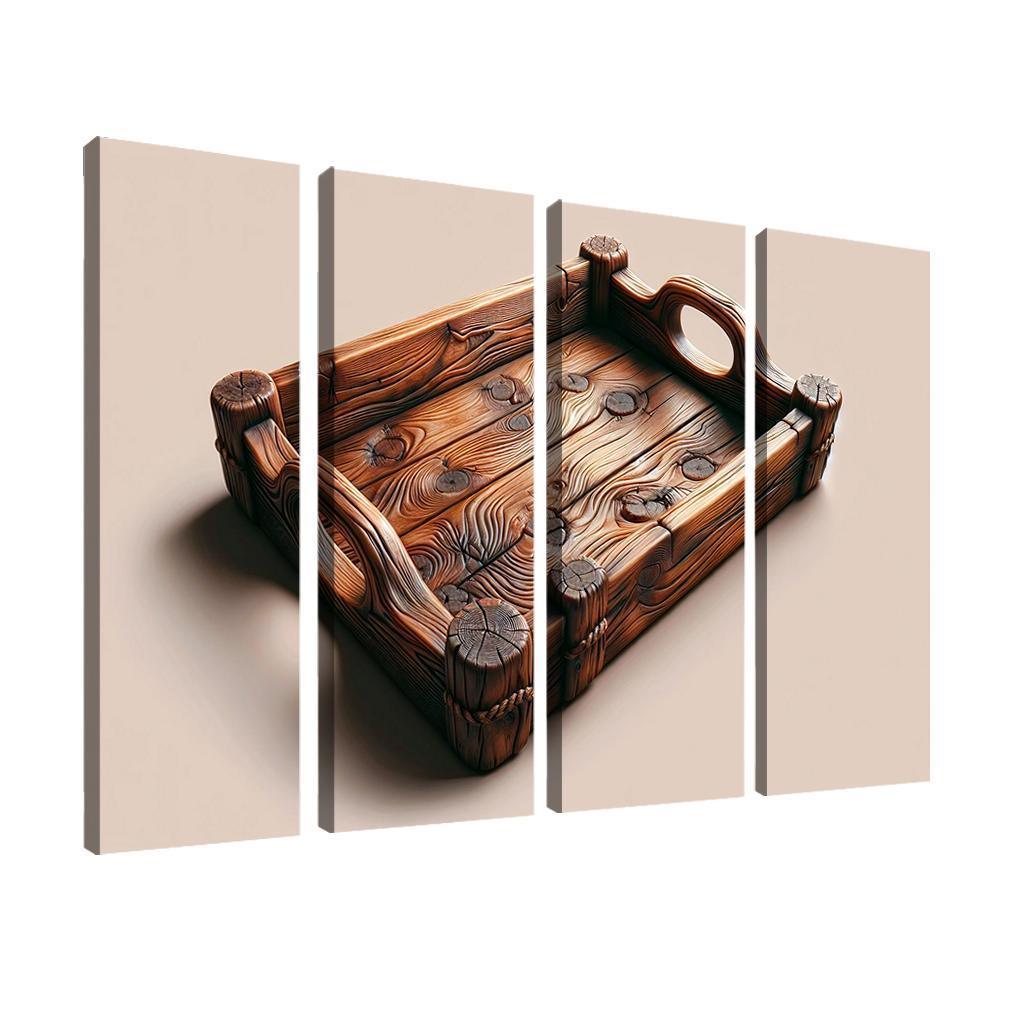 Rustic Wooden Tray with Handles 4 Piece HD Modern Canvas Panels-Original Frame