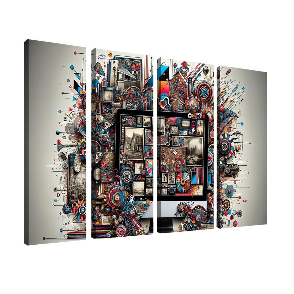 Digital Scrapbooking Preserving Memories Creatively 4 Piece HD Modern Canvas Panels-Original Frame