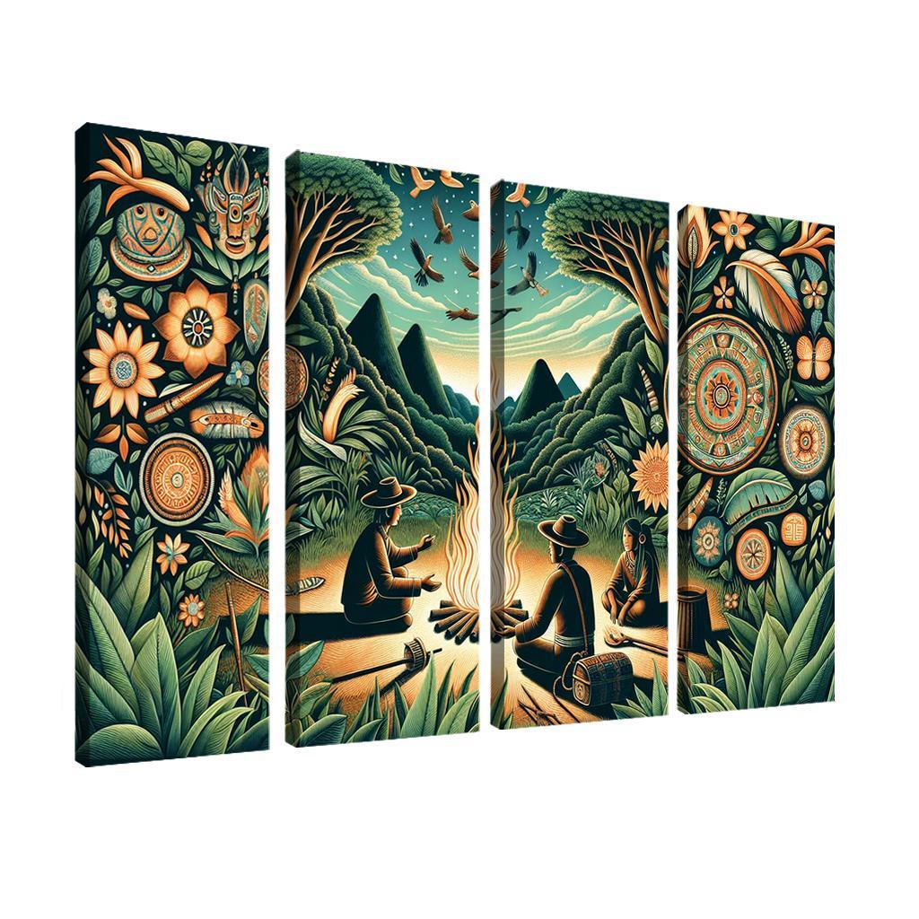 Echoes of the Past Preserving Indigenous Cultures 4 Piece HD Modern Canvas Panels-Original Frame