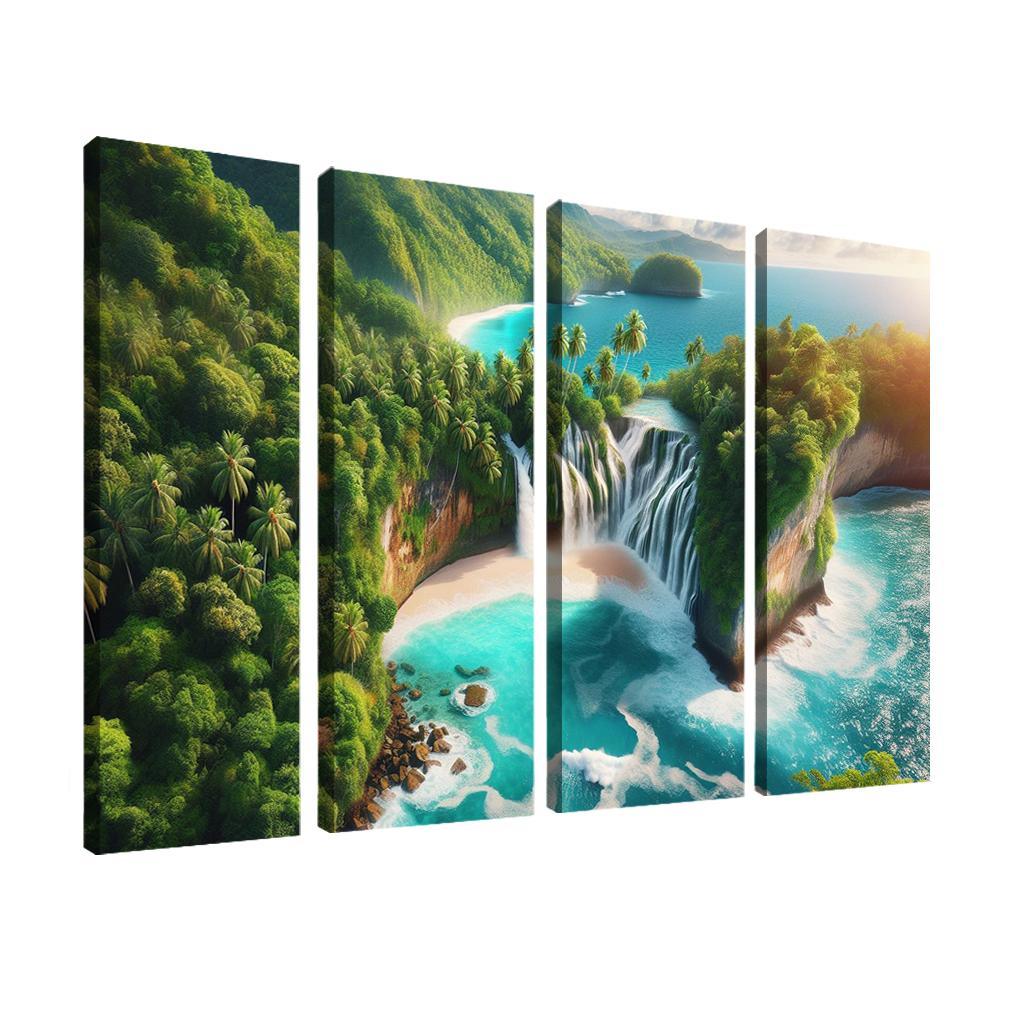 Cascading Waterfall Beach Custom Paintings Frame