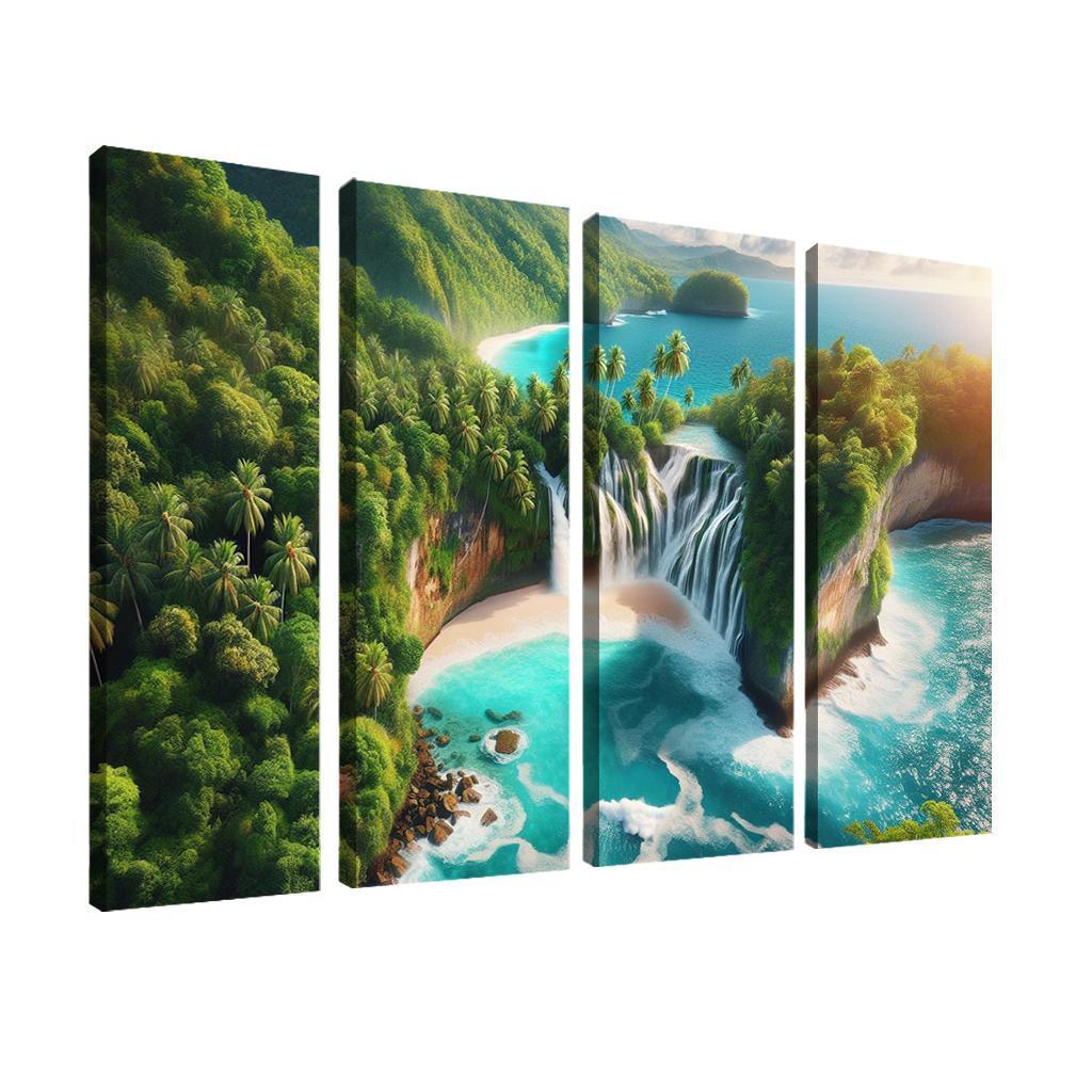 Cascading Waterfall Beach Custom Paintings Frame