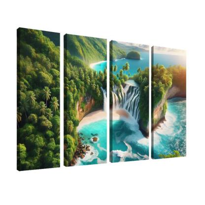 Cascading Waterfall Beach Custom Paintings Frame