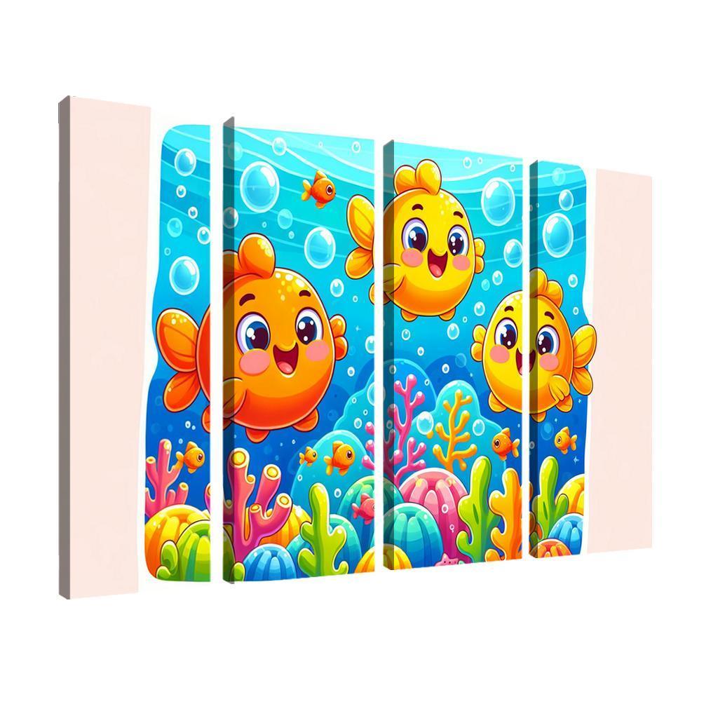 Giggles With Goldfish - Underwater Fun Framed Paintings