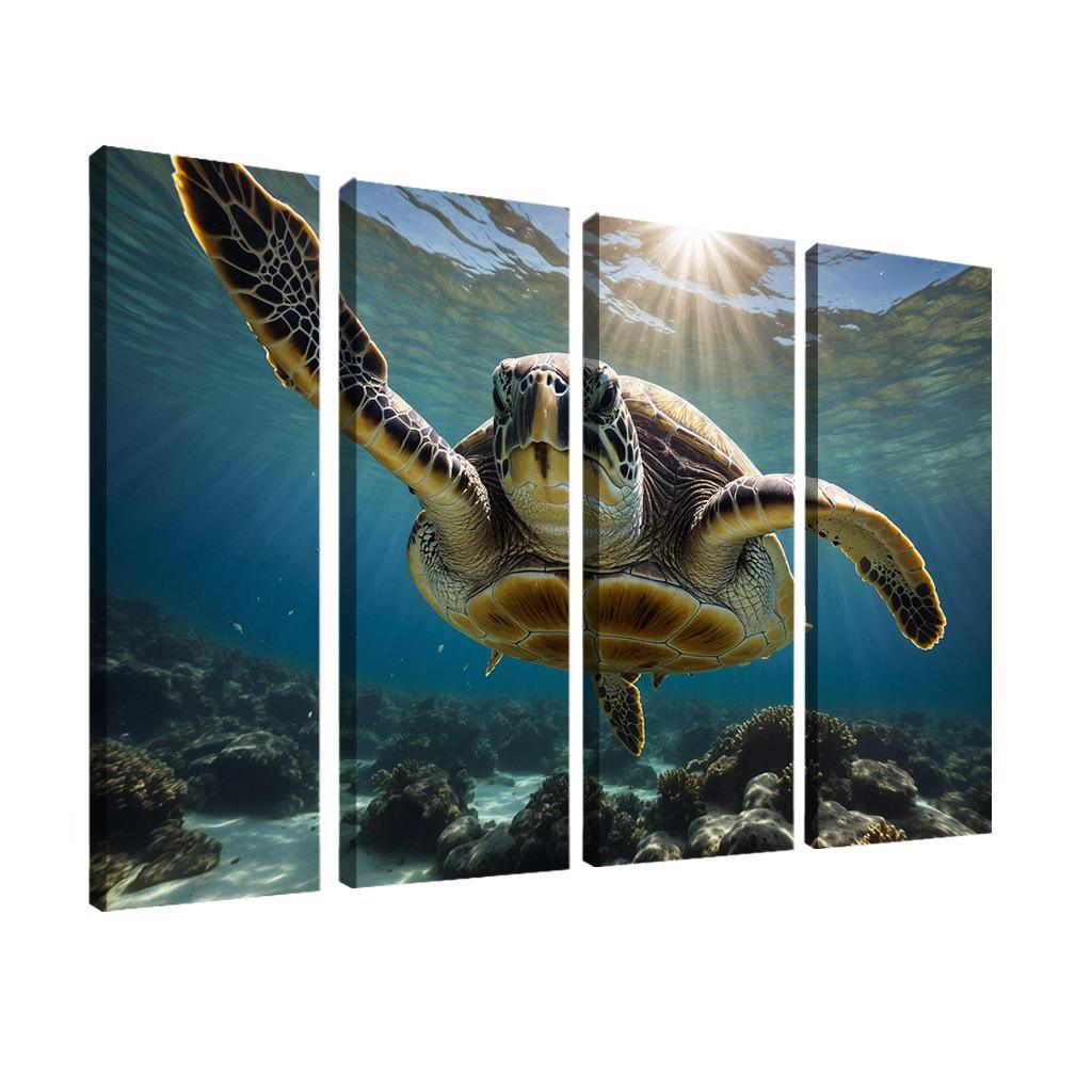The Stunning Green Sea Turtle In Tropical Waters Canvas Paintings Frame