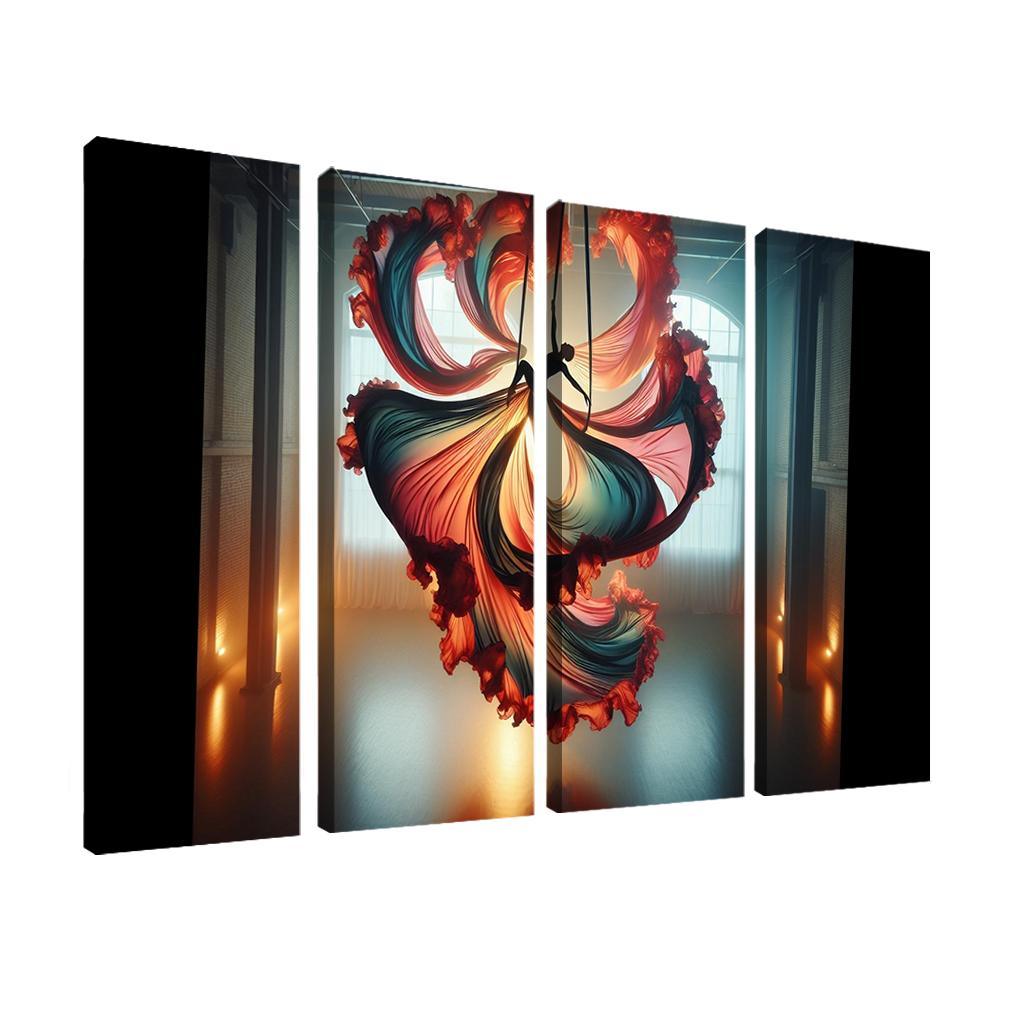 Aerial Silks Dance in the Air 4 Piece HD Modern Canvas Panels-Original Frame