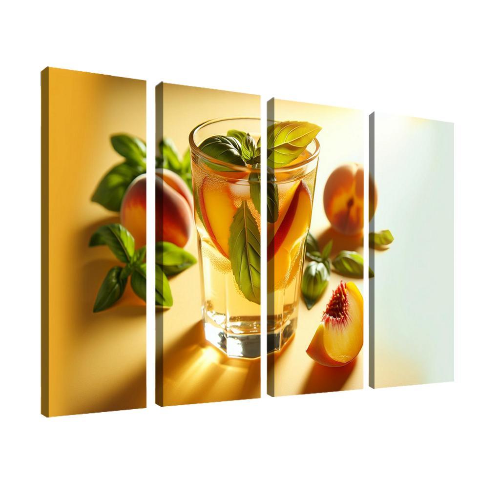 Peach Basil Infused Lemonade 4 Piece HD Modern Canvas Panels-Original Frame