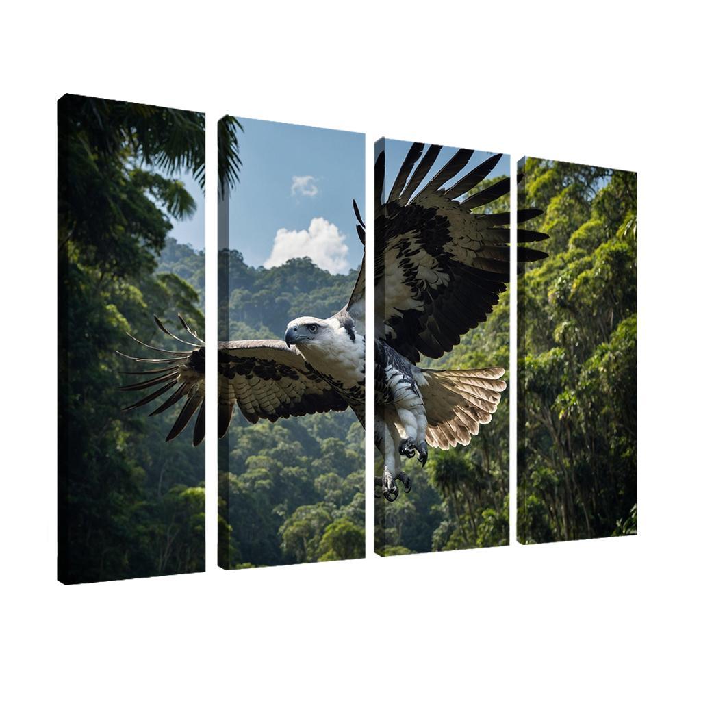 The Regal Harpy Eagle Soaring Over The Rainforest Framed Paintings