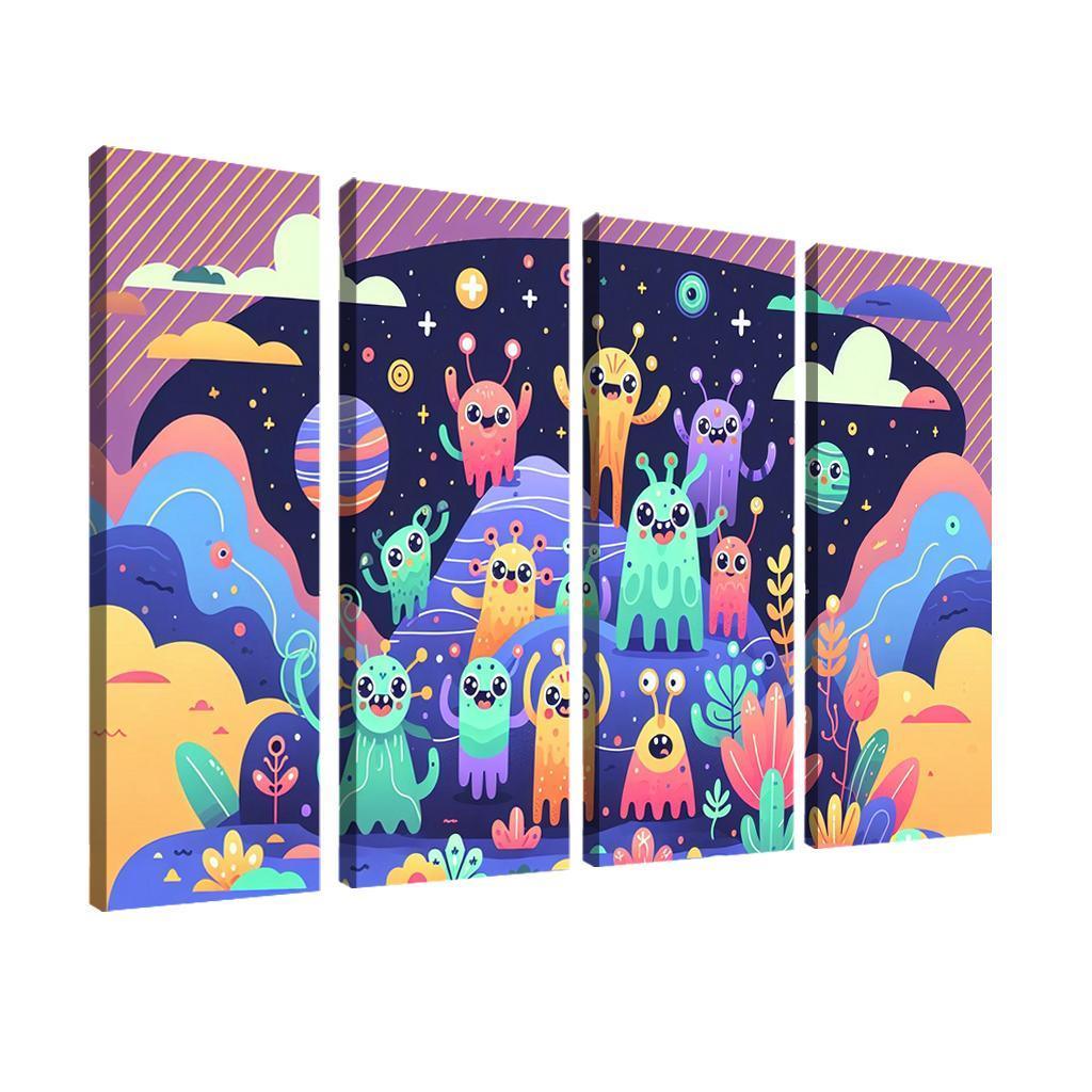Adventure in Space 4 Piece HD Modern Canvas Panels-Original Frame