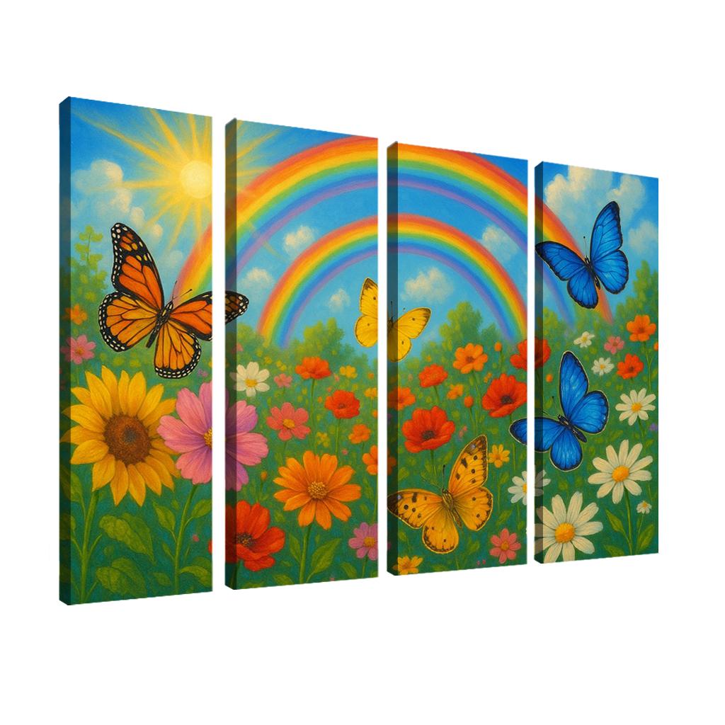Rainbow Garden - Magical Nature Scene Framed Paintings
