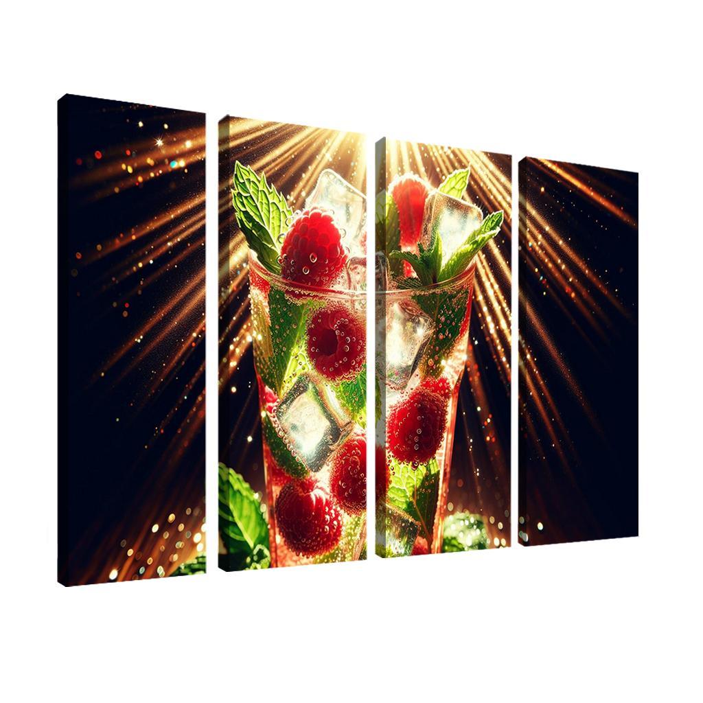 Raspberry Mint Sparkler 4 Piece HD Modern Canvas Panels-Original Frame