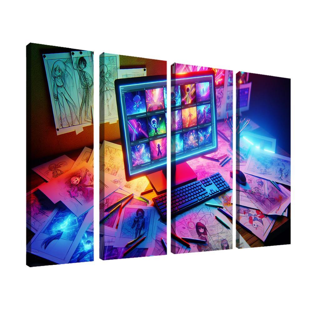 Storytelling through Digital Animation 4 Piece HD Modern Canvas Panels-Original Frame
