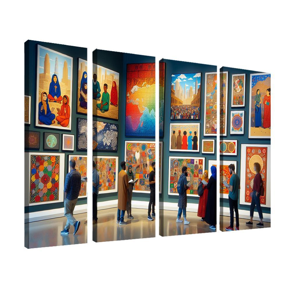 Bridging Cultures Artistic Exploration Of Global Heritage Multi-panel Paintings