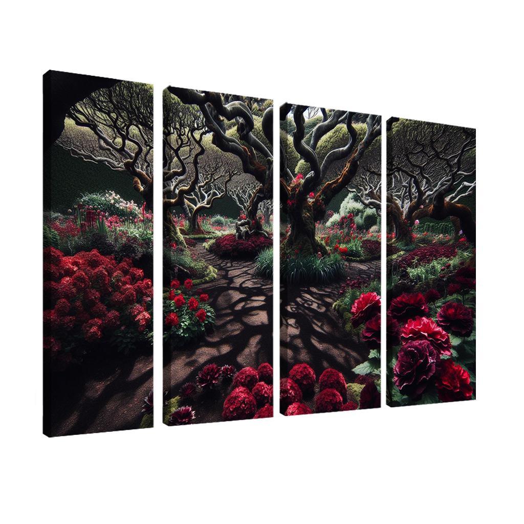 Eclipsed Garden Nature's Gothic Rebirth 4 Piece HD Modern Canvas Panels-Original Frame