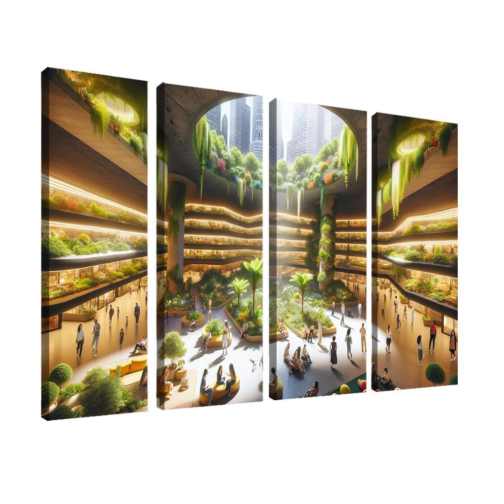Underground Urban Oasis 4 Piece HD Modern Canvas Panels-Original Frame
