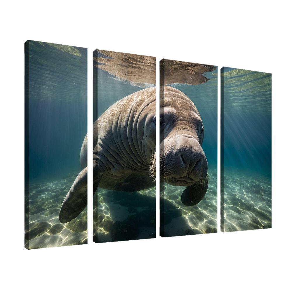 The Mysterious Manatee In Coastal Waters Framed Paintings