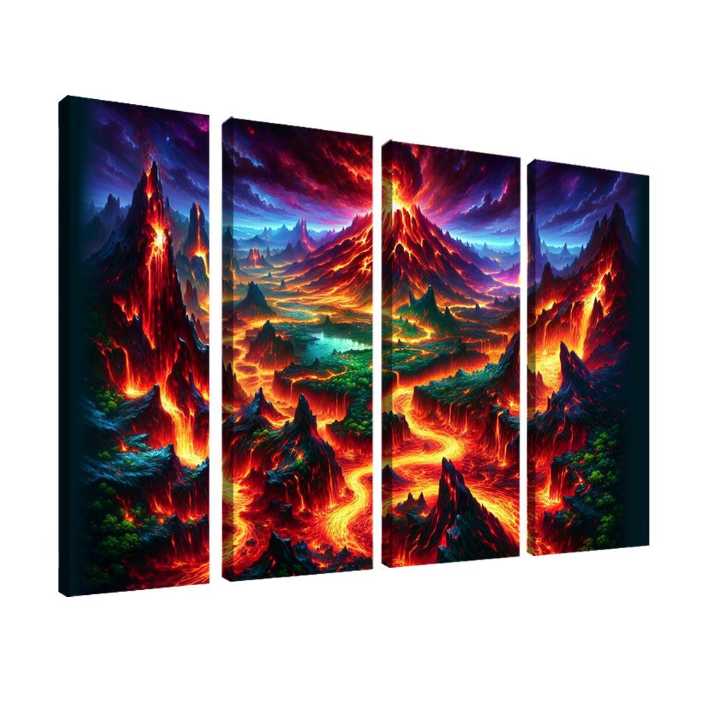 The Ember Nexus 4 Piece HD Modern Canvas Panels-Original Frame