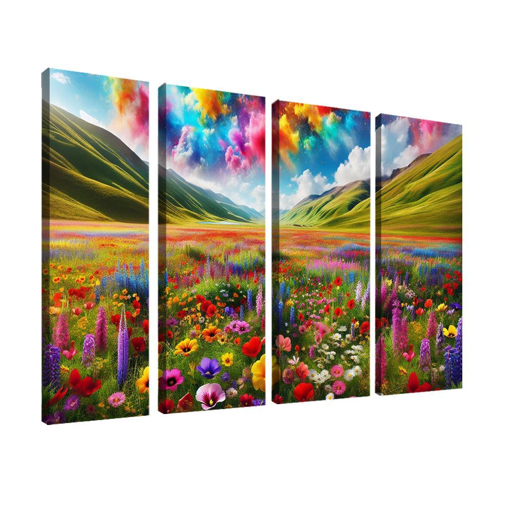 The Vibrant Blooms Of Rainbow Meadow Custom Paintings Frame