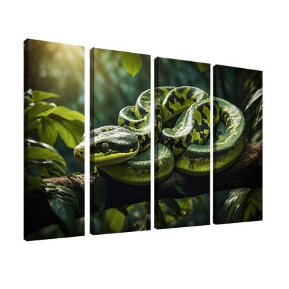 The Elegant Green Tree Python In A Tropical Setting Framed Paintings