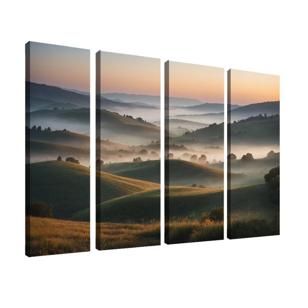 The Celestial Dawn Over Misty Hills Modern Paintings Frame