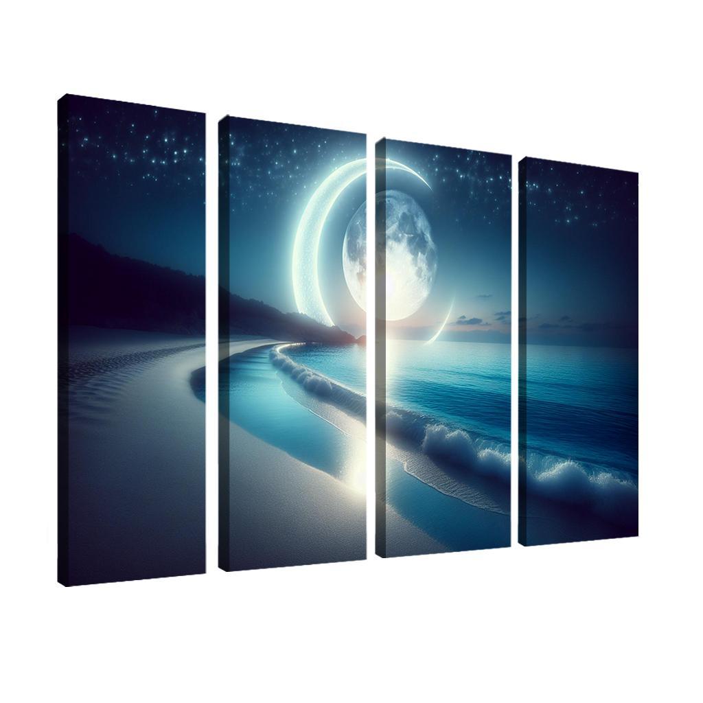 Crescent Moon Beach Lunar Views Abstract Paintings Frame