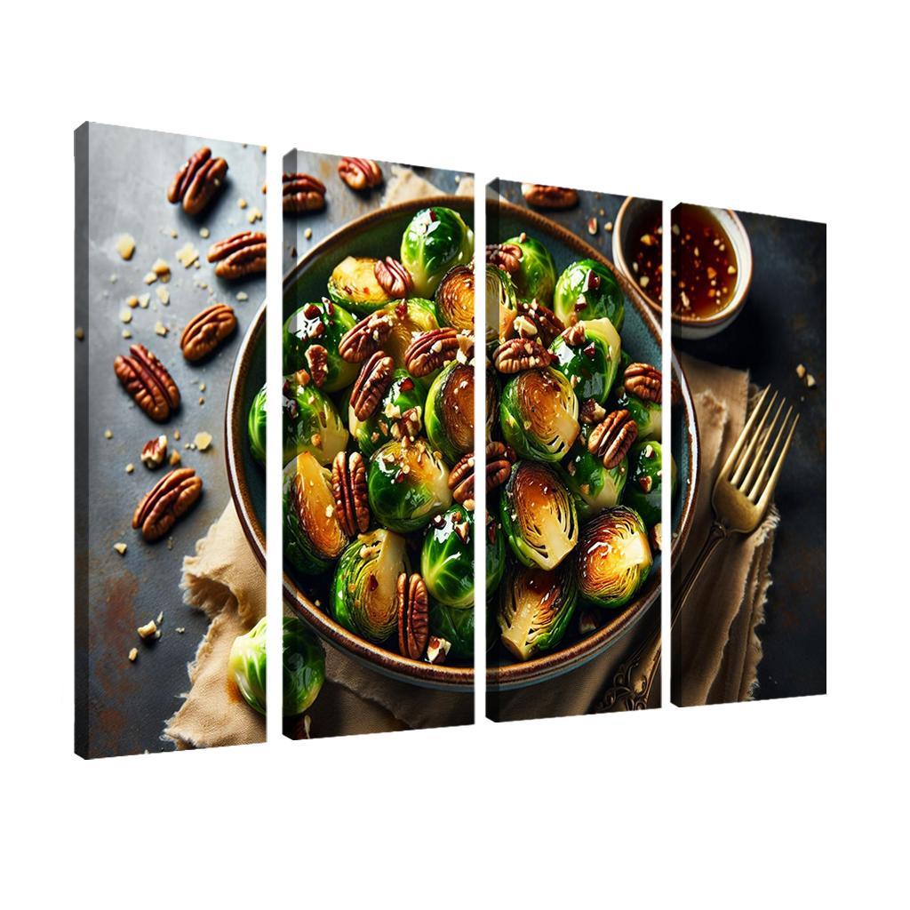 Cinnamon Maple Roasted Brussels Sprouts 4 Piece HD Modern Canvas Panels-Original Frame