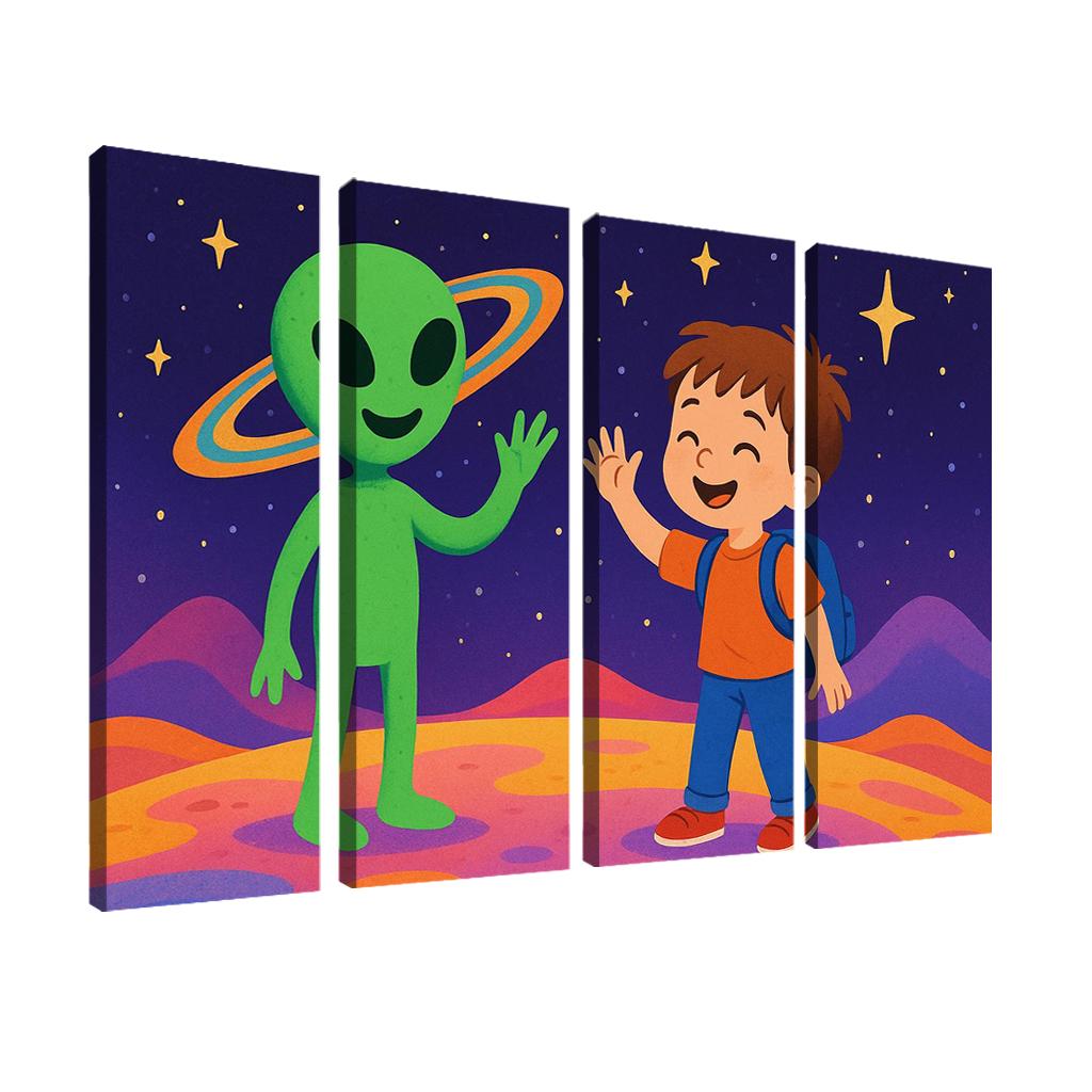 Alien Encounter - Outer Space Adventure Framed Paintings