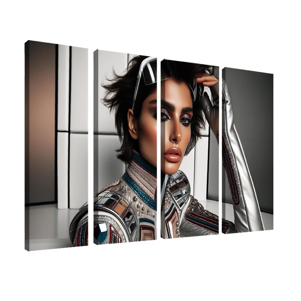 Retro Futurism Fashioning the Future 4 Piece HD Modern Canvas Panels-Original Frame