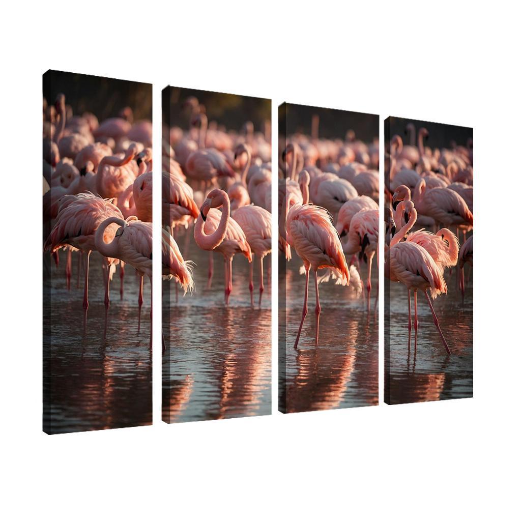 The Graceful Flamingo In Shallow Waters Framed Paintings
