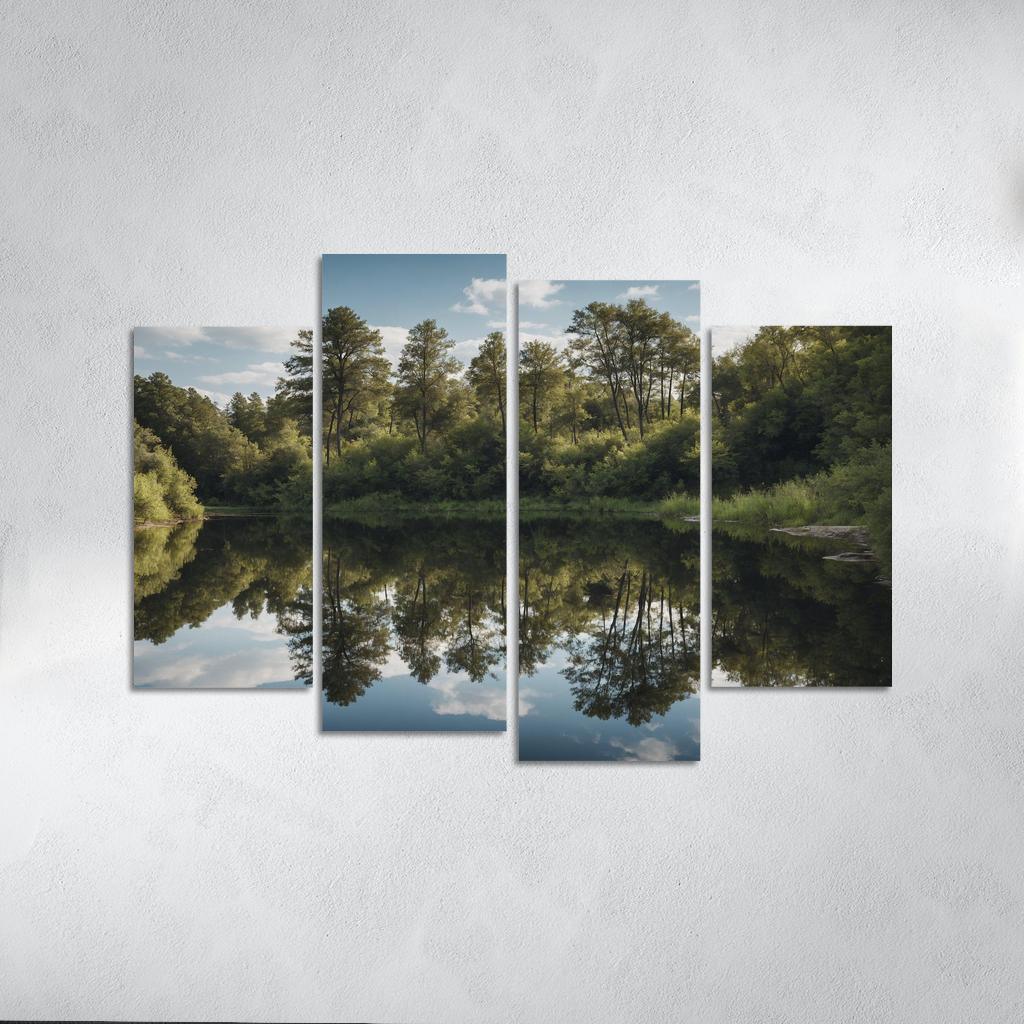 The Tranquil Reflection Of Jade Lake Modern Paintings Frame