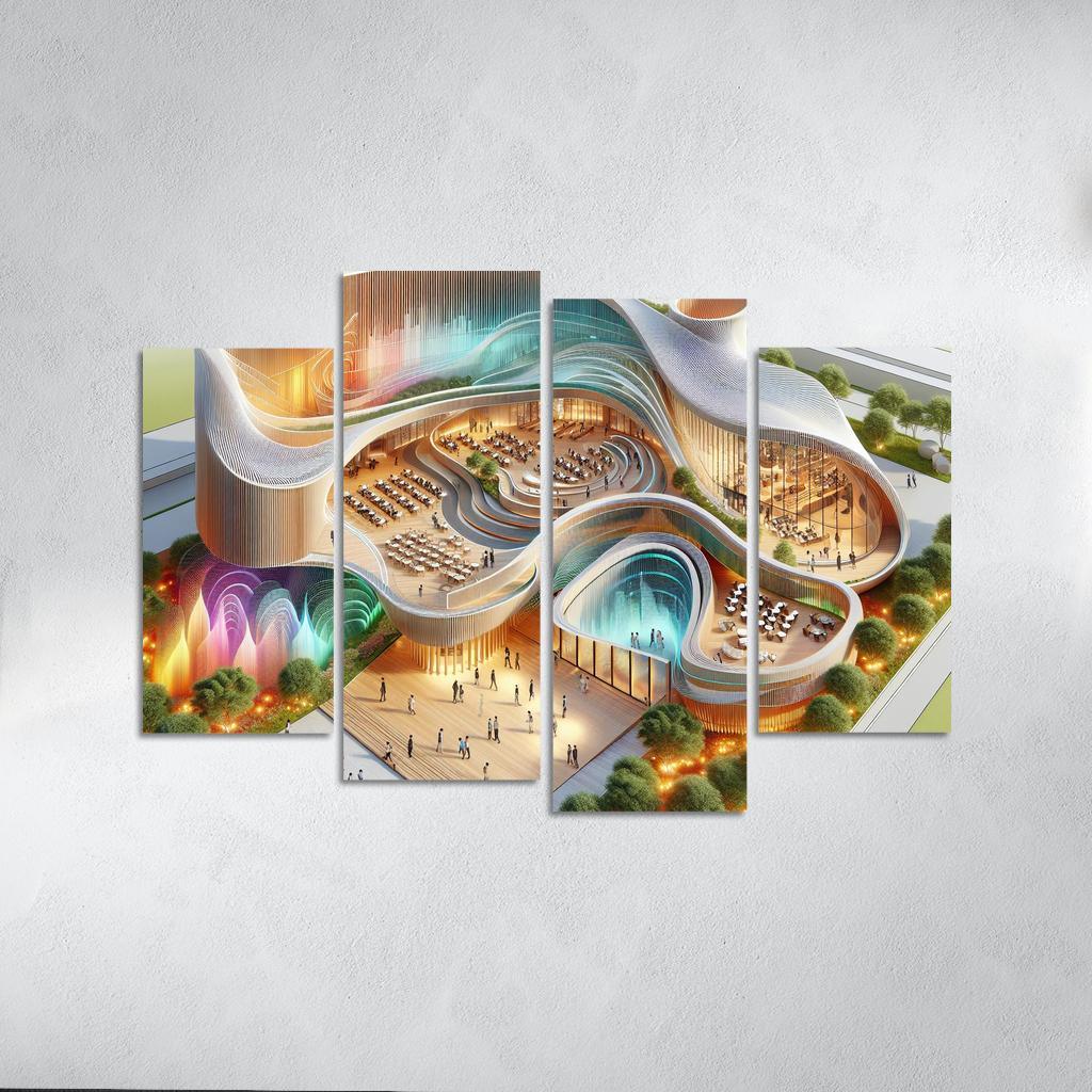Harmonic Sound Structures 4 Piece HD Canvas Wall Art-Original Frame